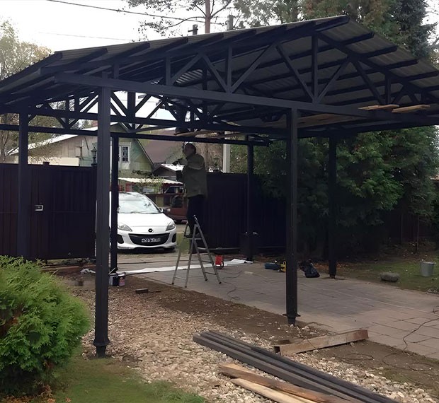 Винтовые сваи для навеса в Чехове